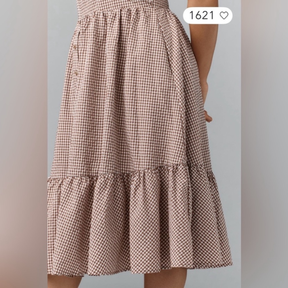Maeve Brown Gingham Tie-Front Midi Dress - Picture 7 of 7